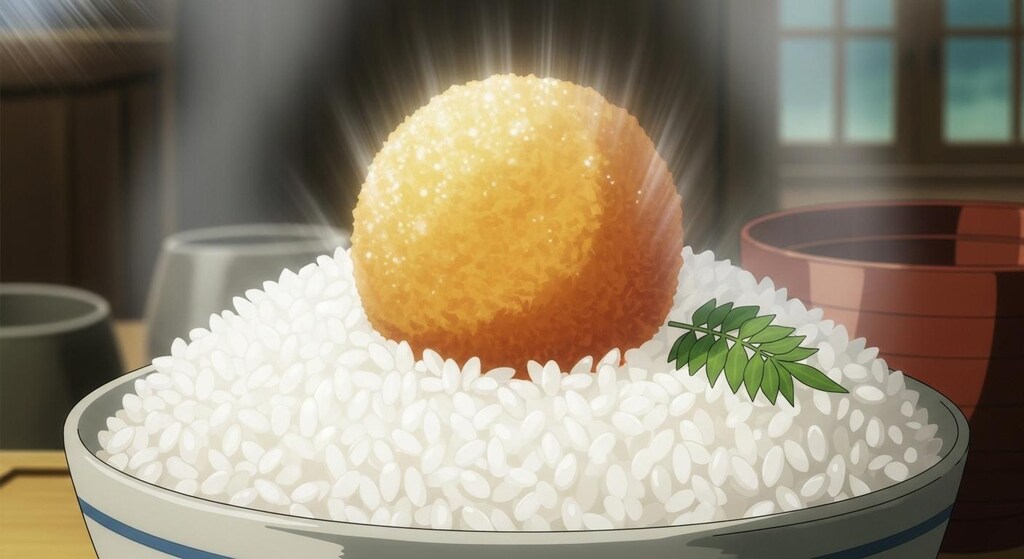 伝説の料理人が何かを乗せる