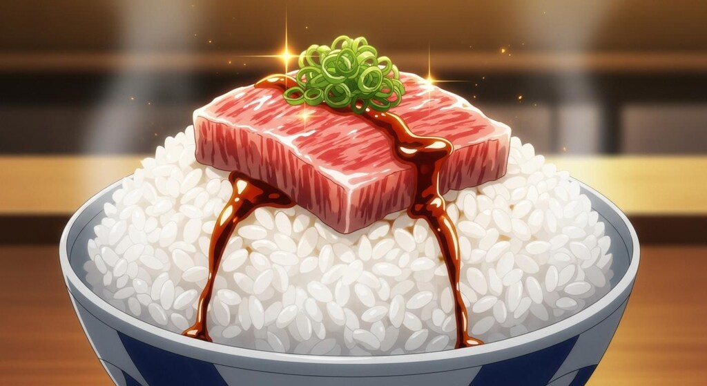 伝説の料理人が何かを乗せる