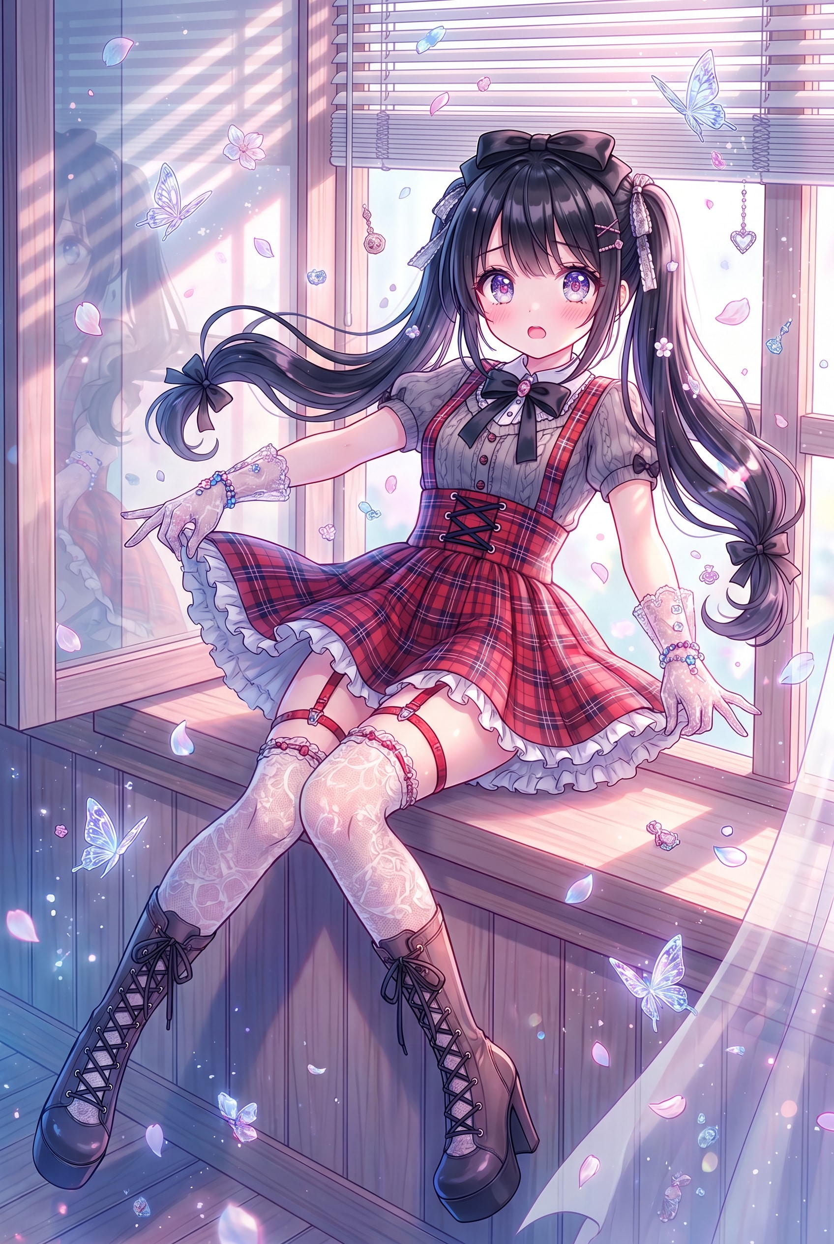 緋格子の窓辺戯 | の人気AIイラスト・グラビア