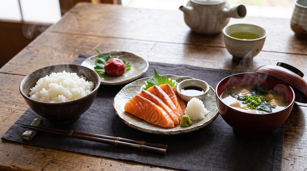 摩訶不思議食堂のサーモン刺身膳