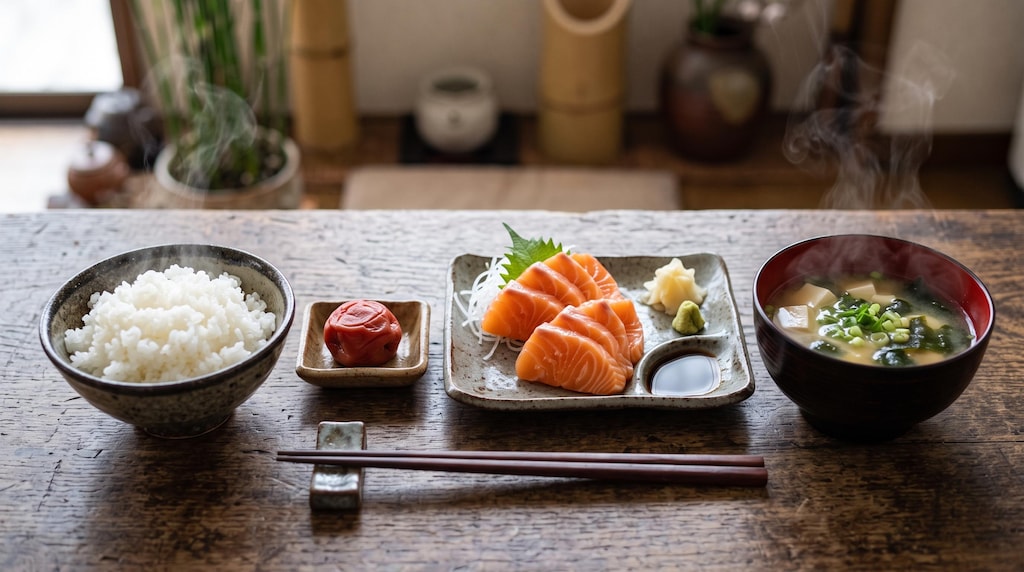 摩訶不思議食堂のサーモン刺身膳