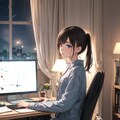 少女の日常。夕食を終え自室へと戻りパソコンでネットを見る。 11枚目