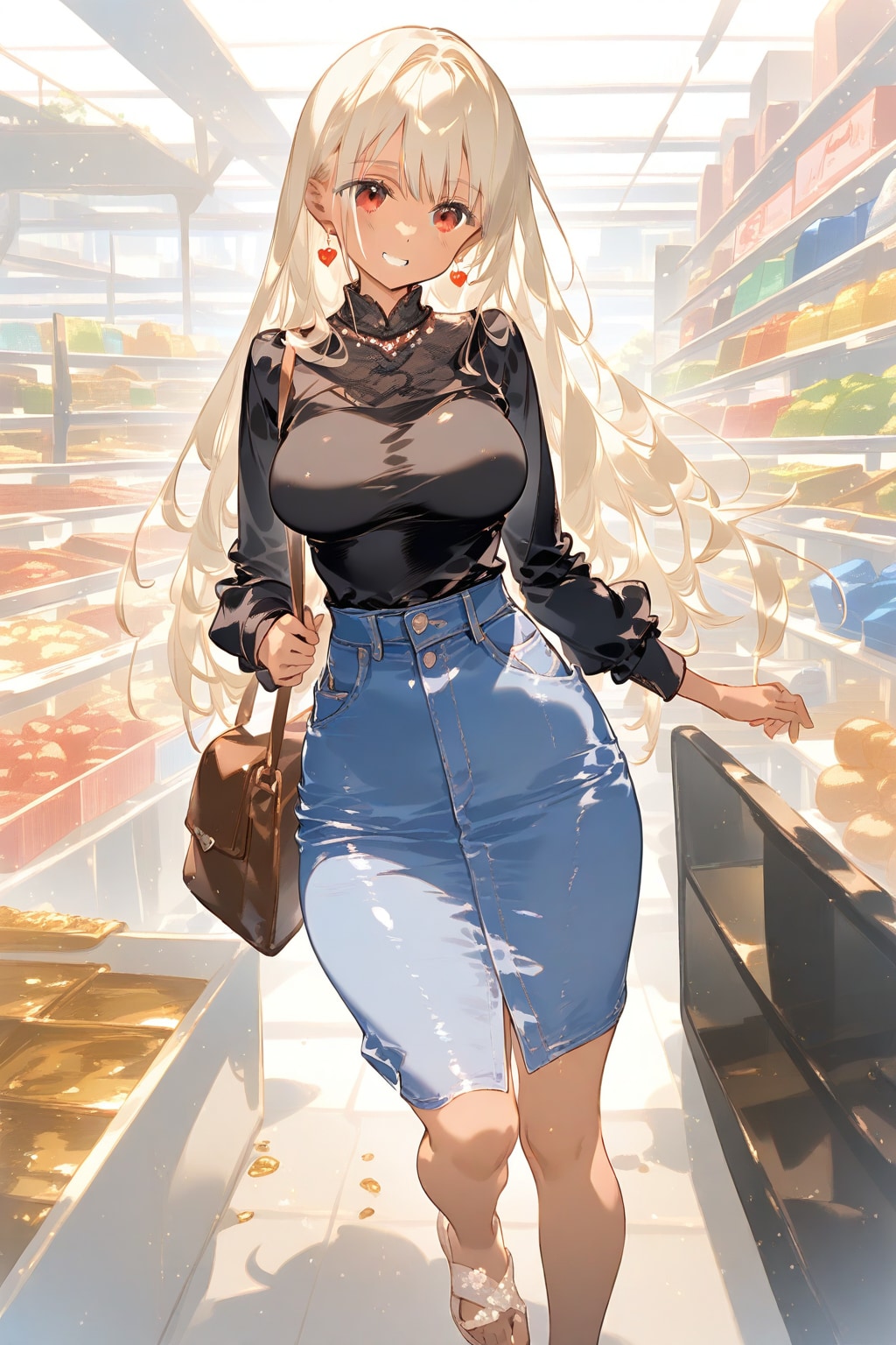 デニムスカートの金髪JD