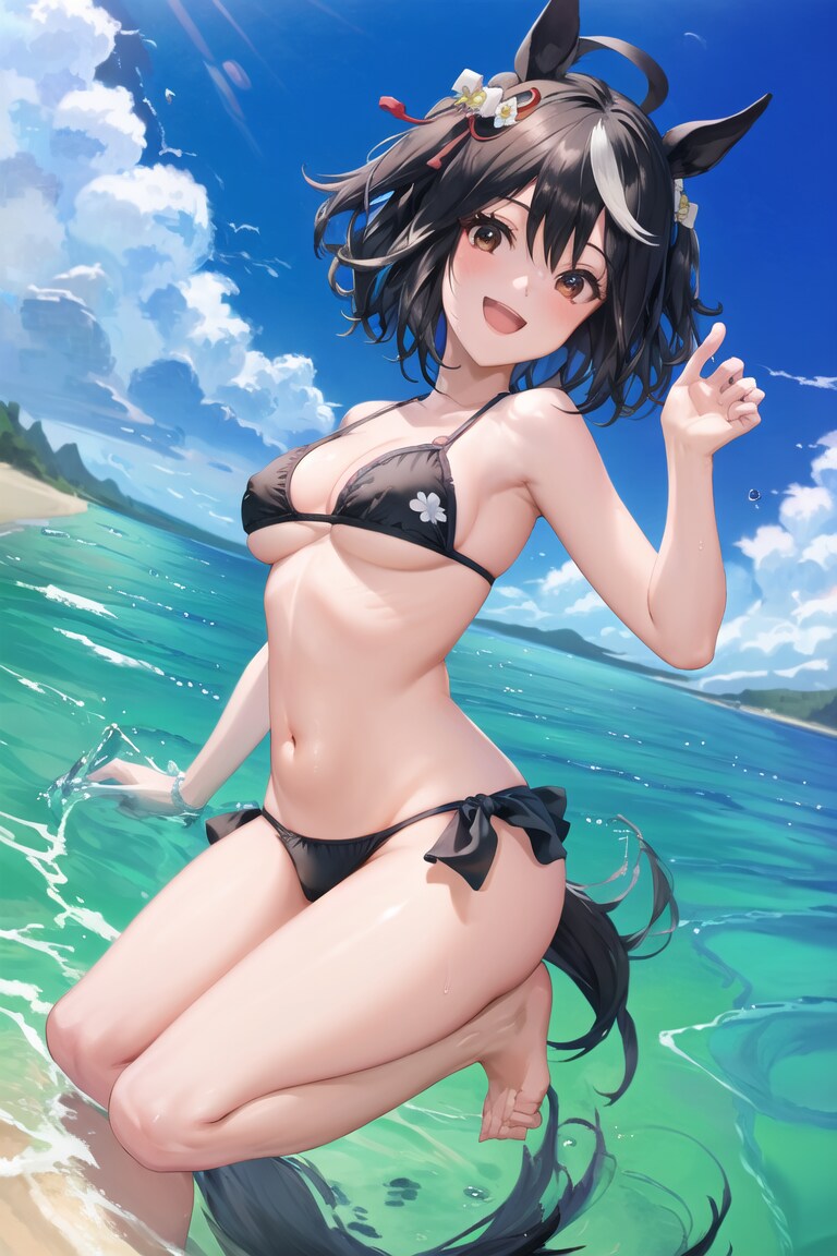 ソールオリエンスの勝利に沸く水着キタちゃん