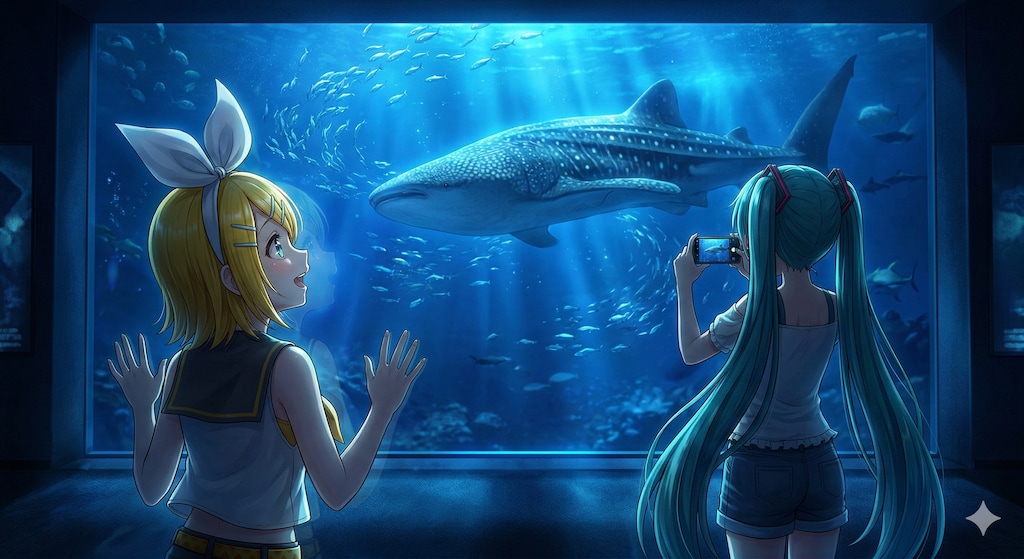 沖縄旅行する ミクさんとリンさん