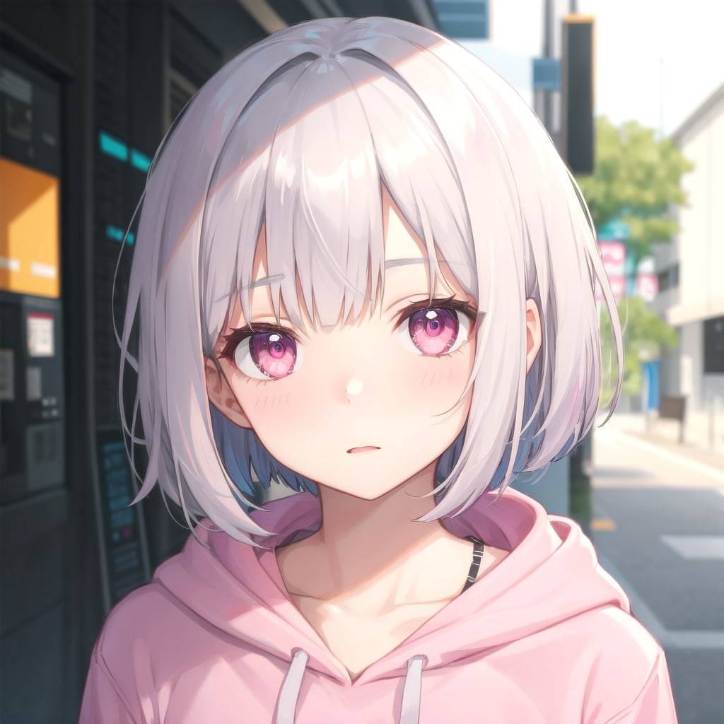 ピンクのパーカー