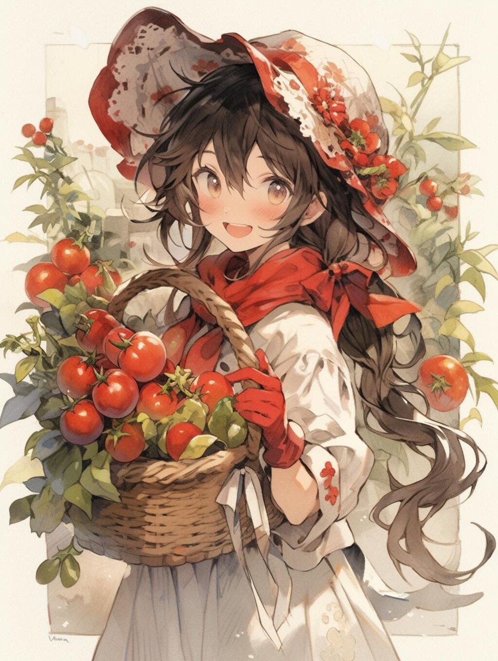 トマトの収穫。