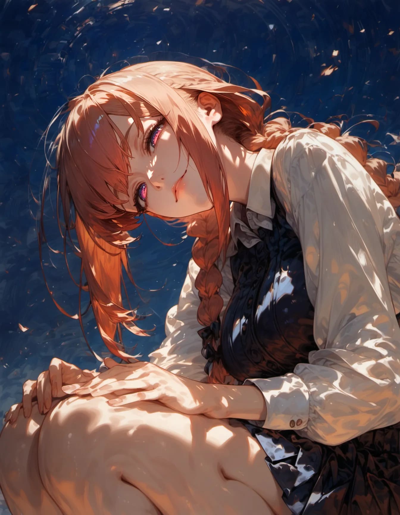 Portrait Beneath a Midnight Blue | の人気AIイラスト・グラビア