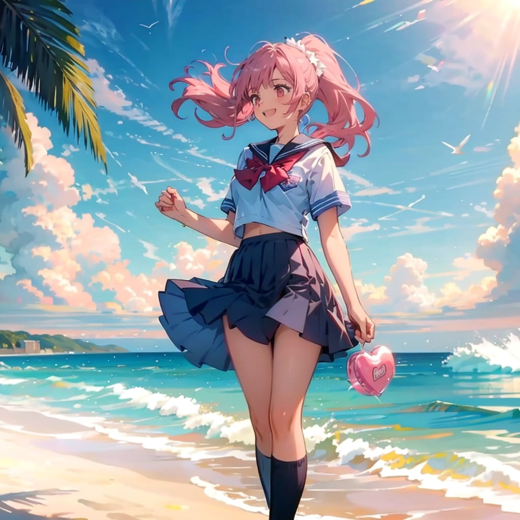 海とセーラー服 | の人気AIイラスト・グラビア