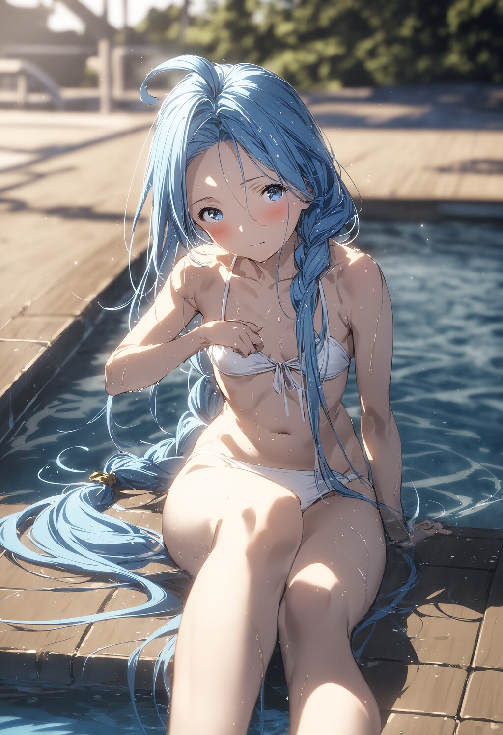 プールで涼むルリアちゃん
