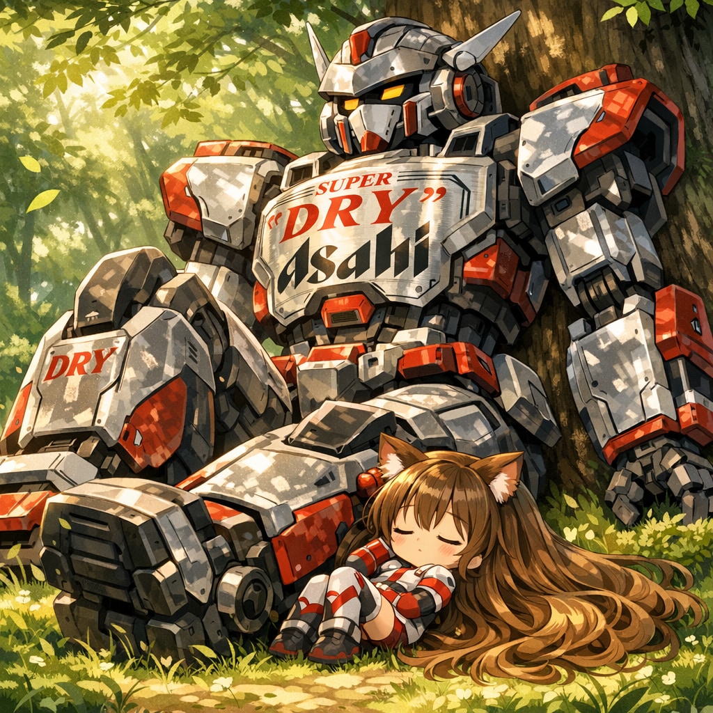 ロボットと添い寝するパイロットの小さな女の子