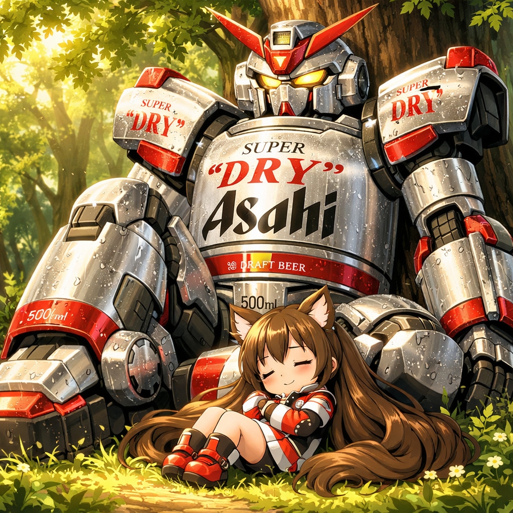 ロボットと添い寝するパイロットの小さな女の子