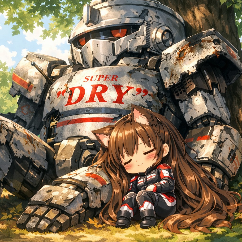 ロボットと添い寝するパイロットの小さな女の子 | の人気AIイラスト・グラビア