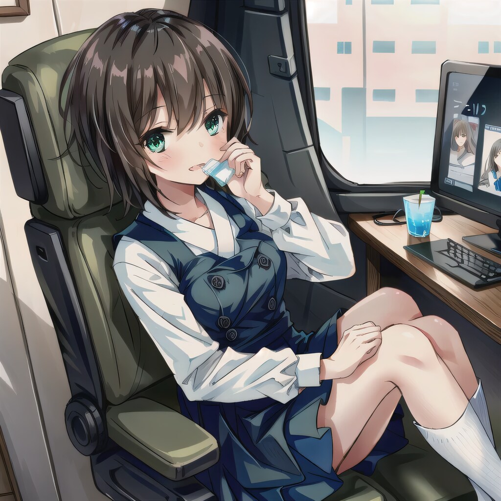 茶髪ボブで漫画喫茶の少女２