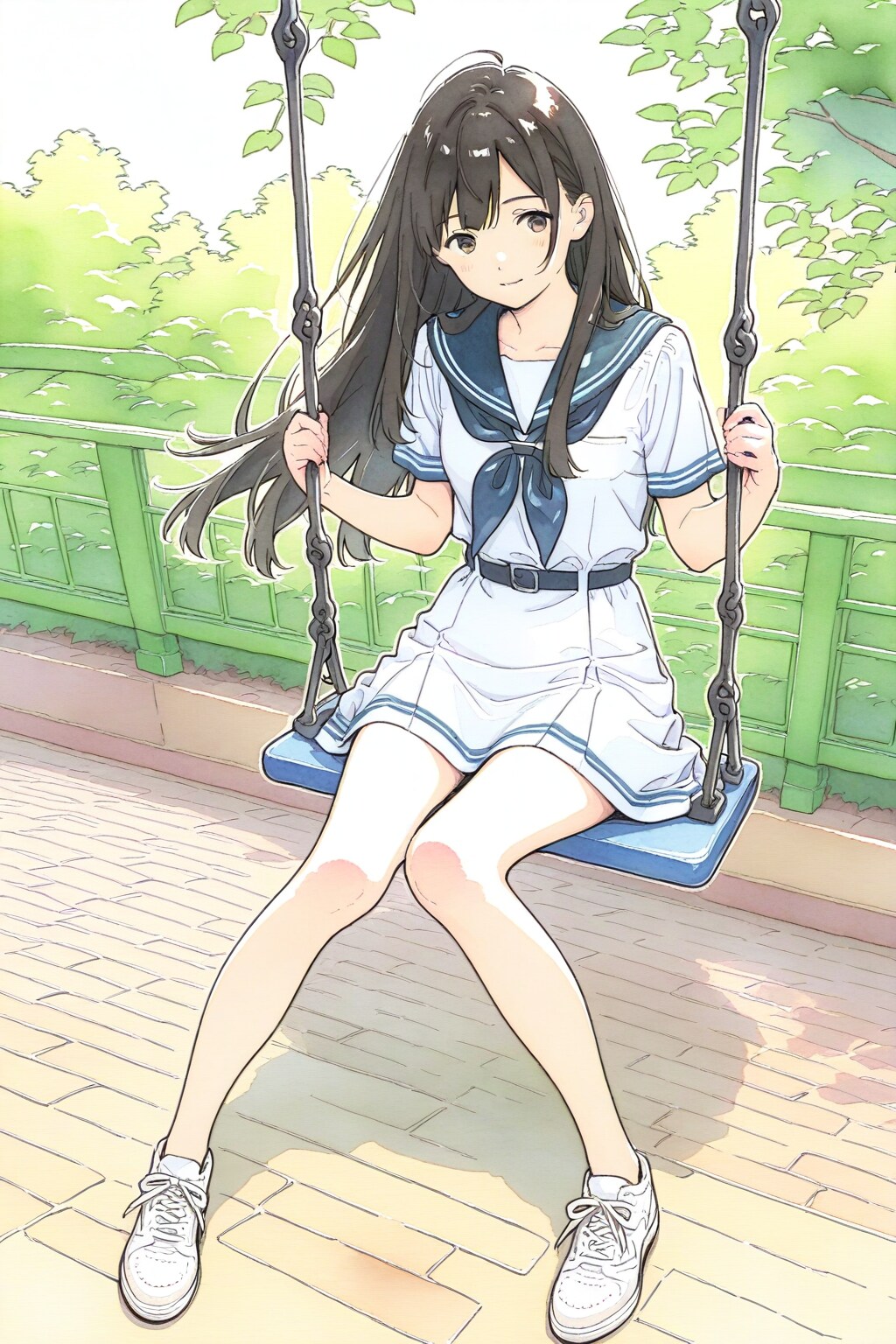 ブランコに座るJK