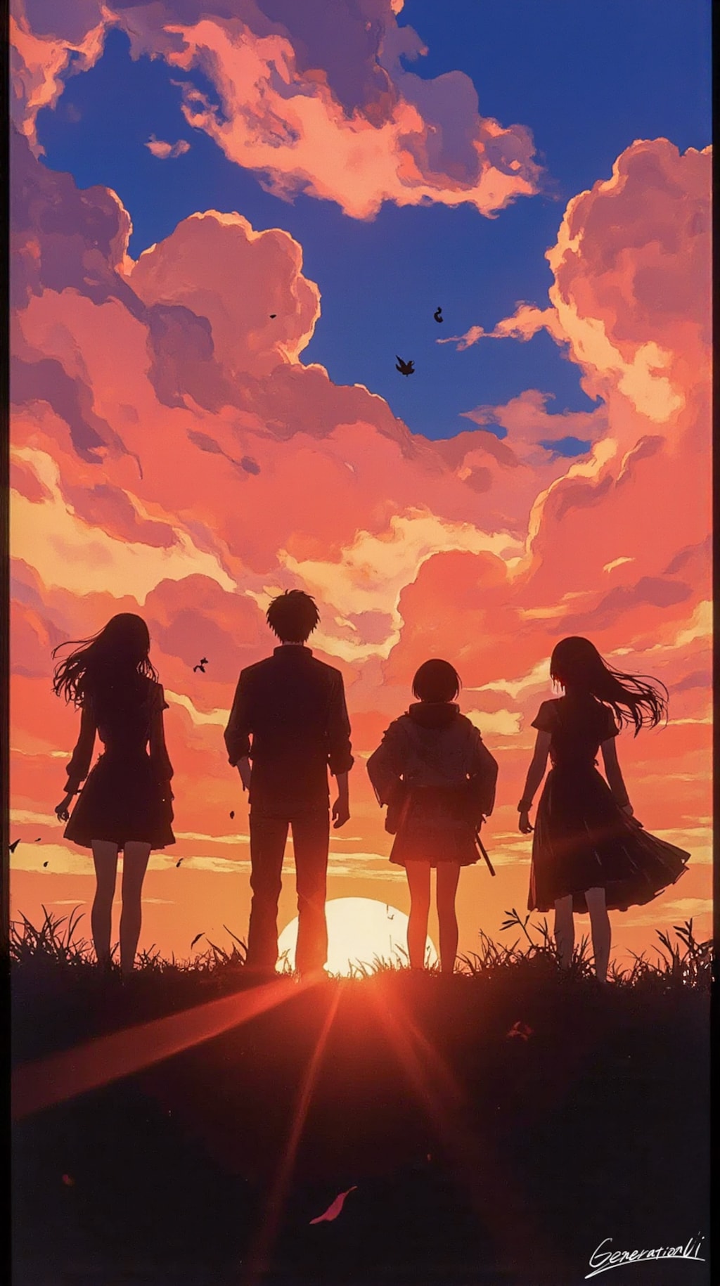 茜空に刻む、僕らのシルエット／スマホ壁紙アーカイブ