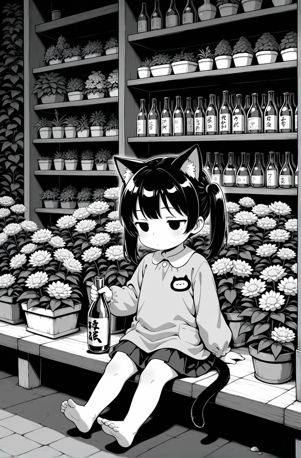 花屋でバイトする猫子