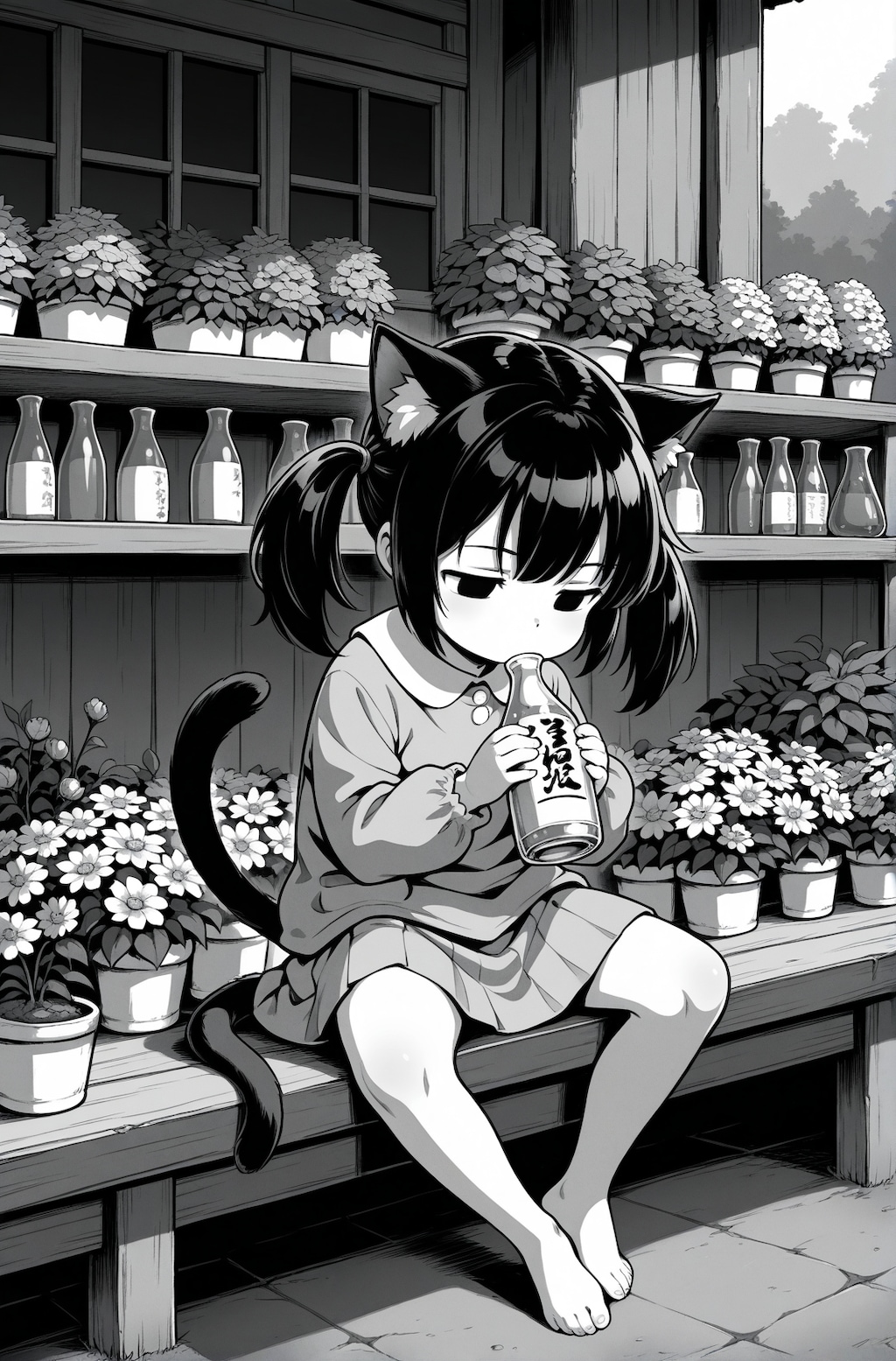 花屋でバイトする猫子
