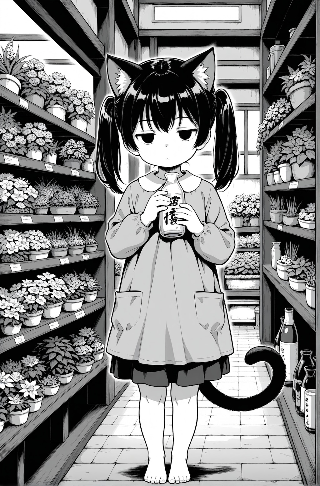 花屋でバイトする猫子