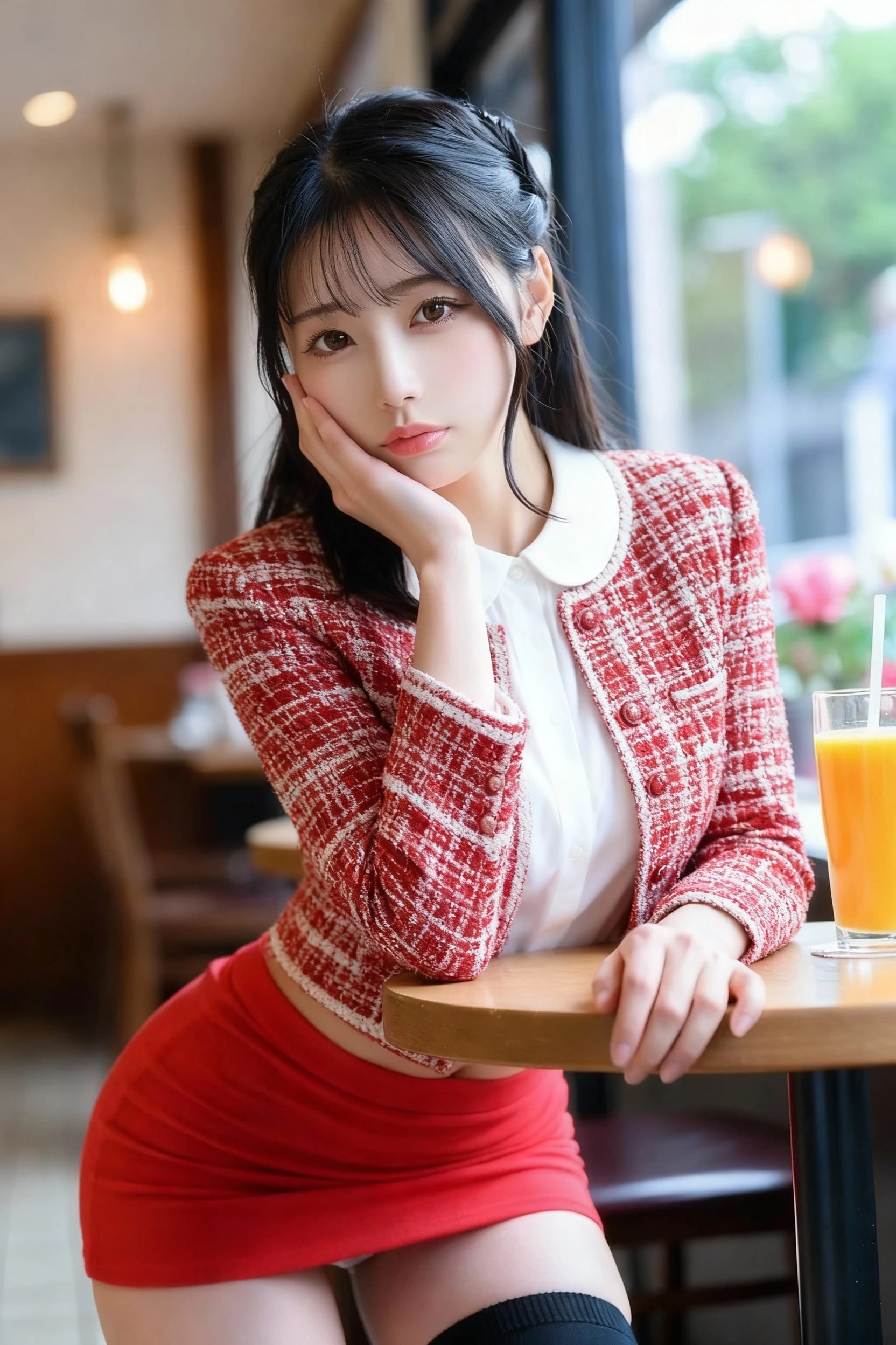 カフェとスイートルームの美女