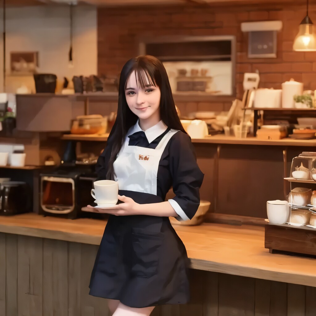 黒髪ロングでカフェの美女４３