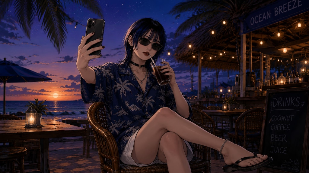 海で自撮り（あおい）
