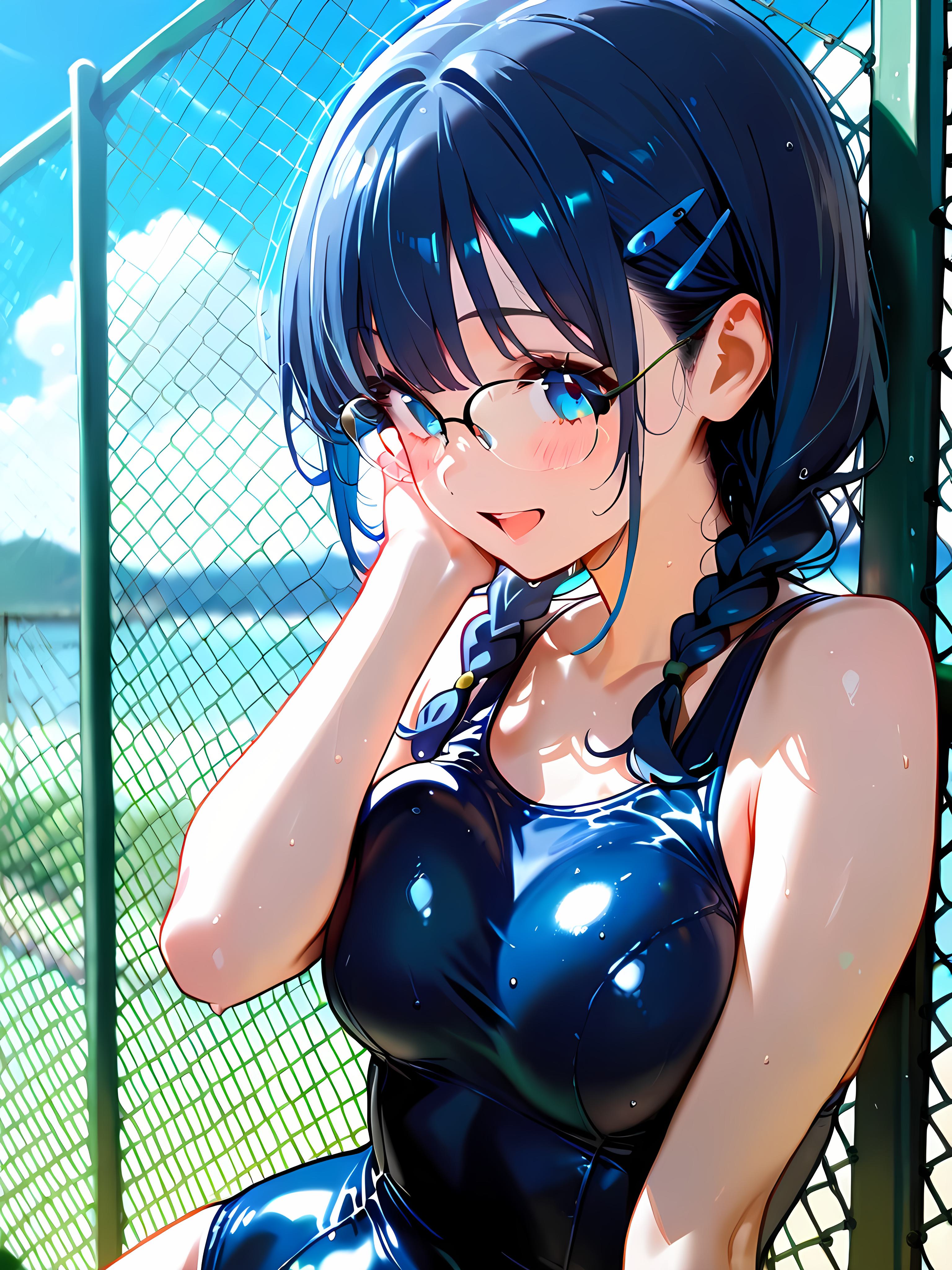 少し恥ずかし春のスク水