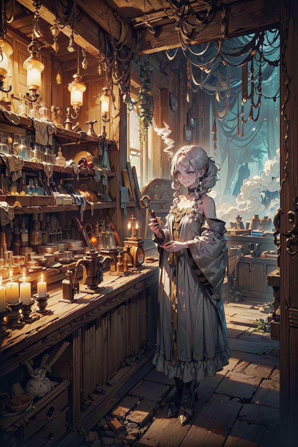 調合中の錬金術師