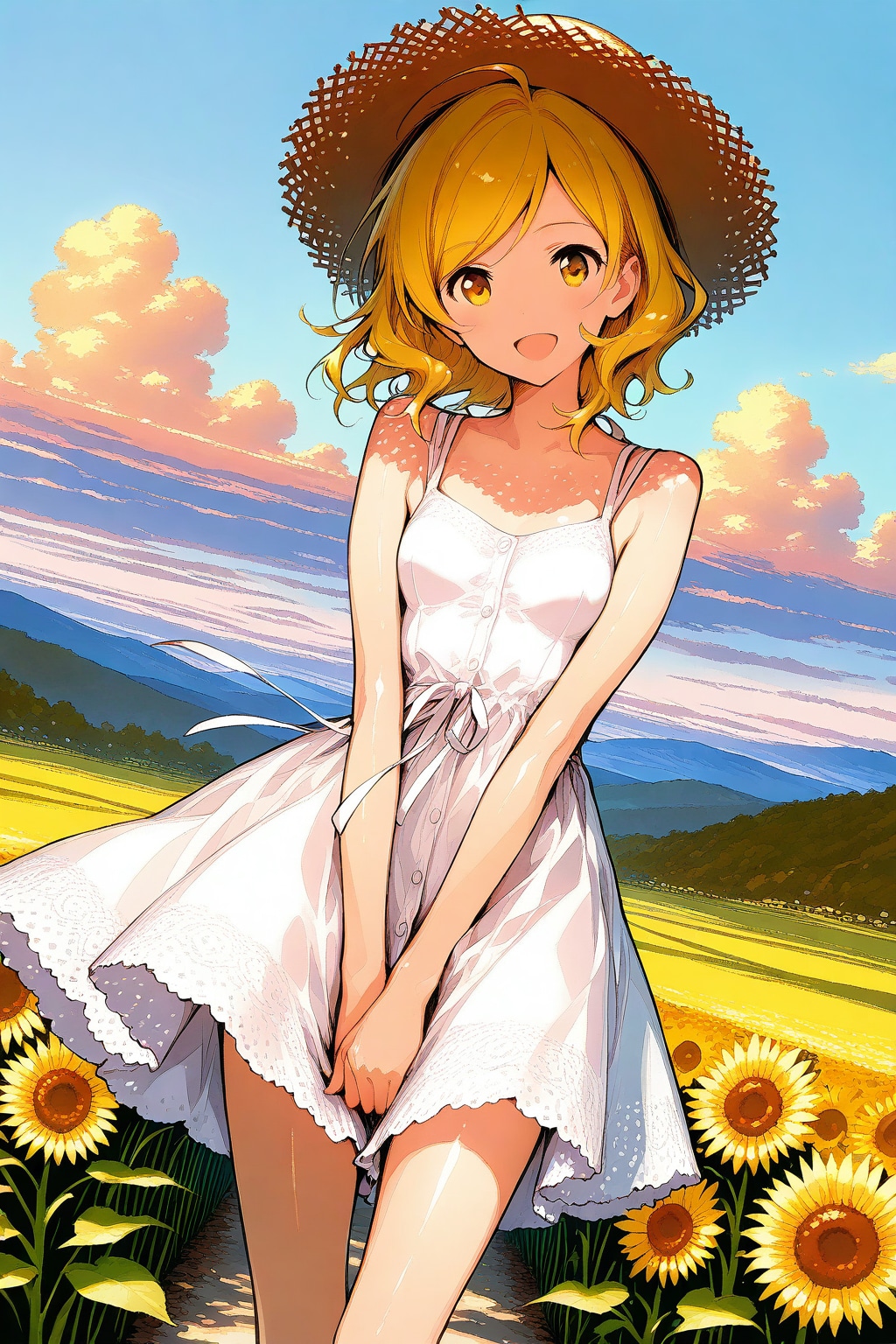 夏の花畑の黄島ユイさん