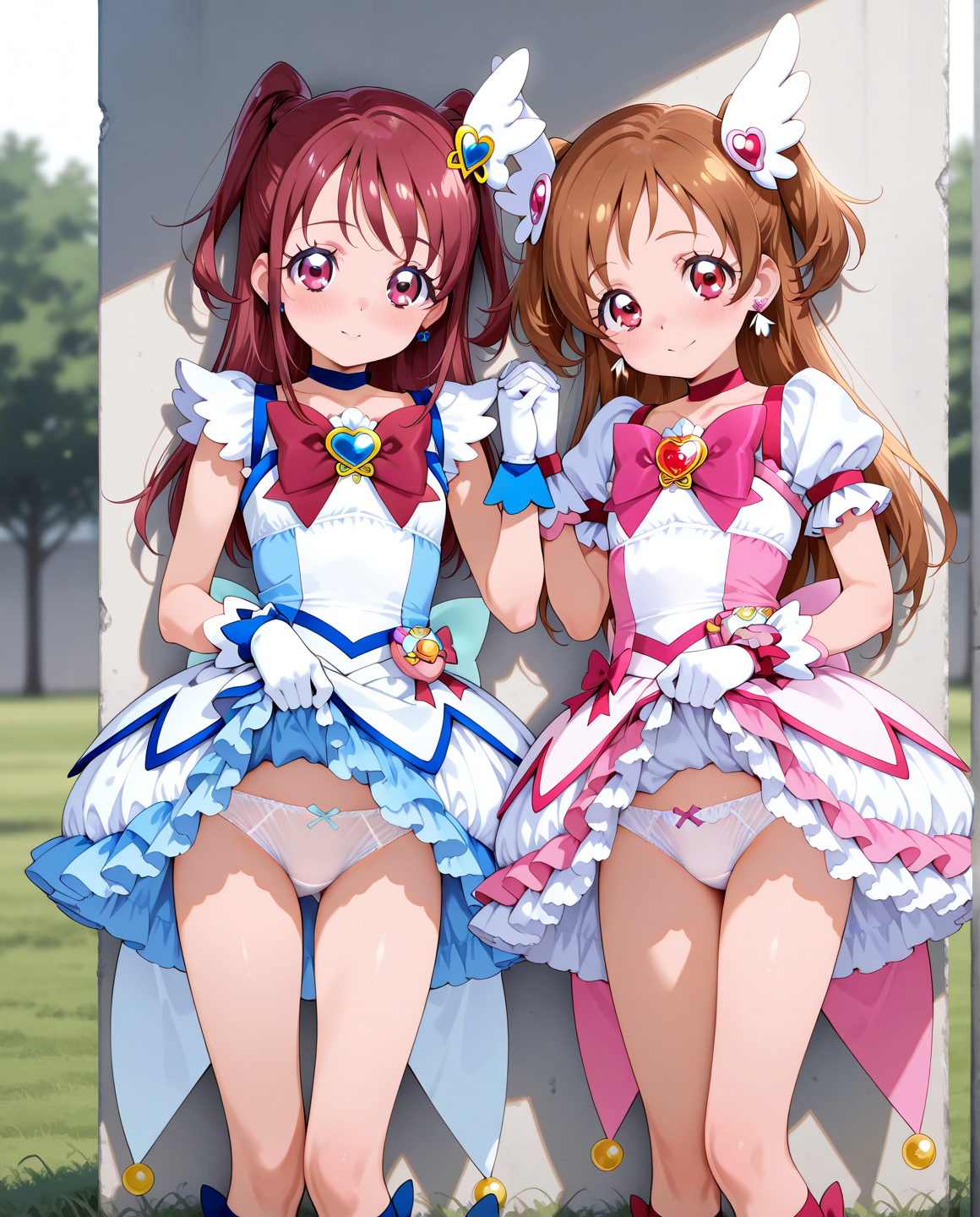物陰でパンツ見せてくれる