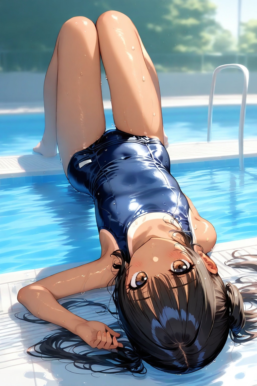ツインテールのスク水美少女