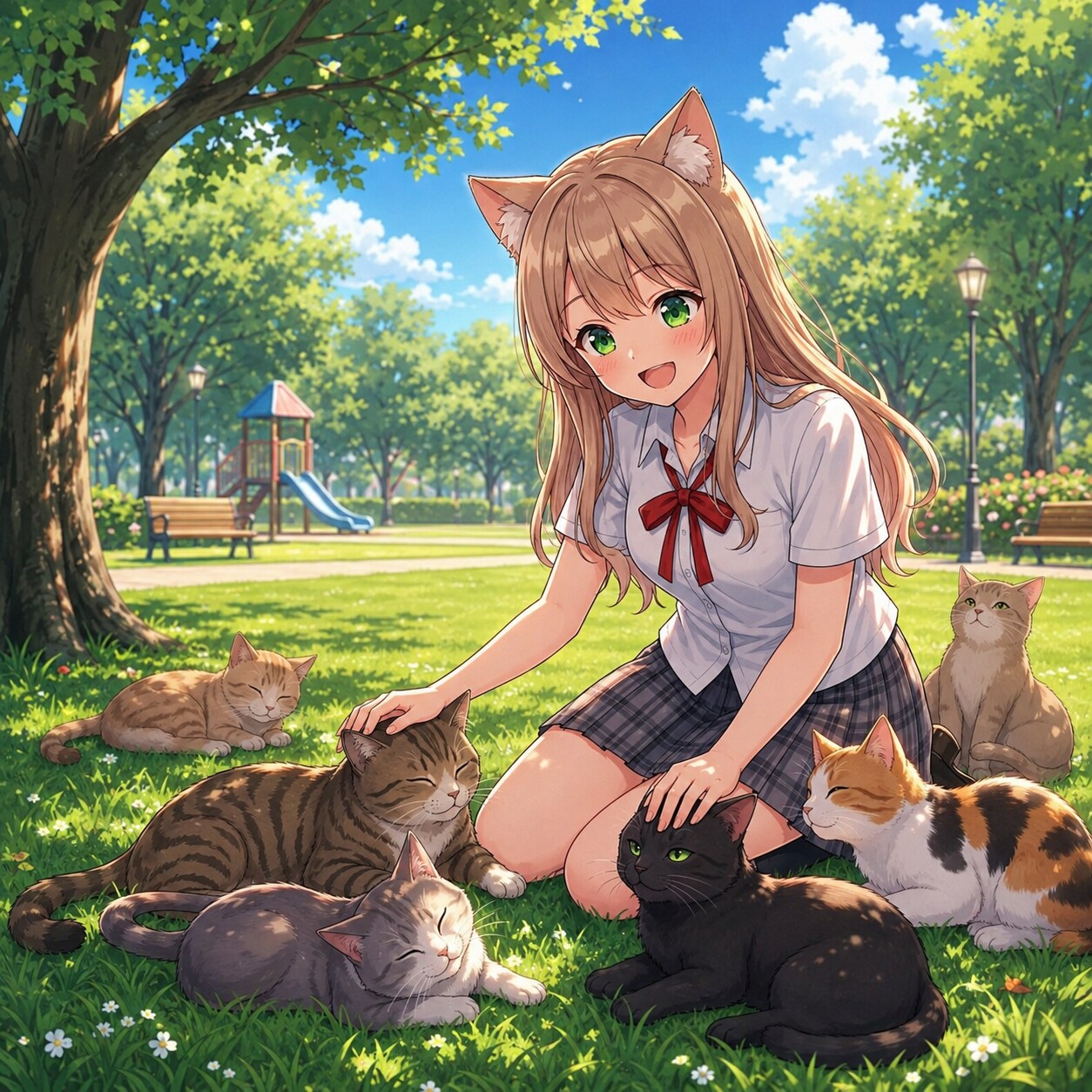 昼下がりの公園でおひるね | の人気AIイラスト・グラビア