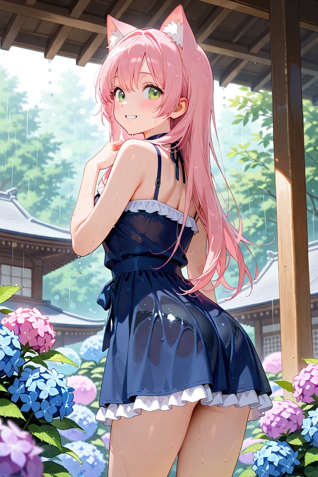 アジサイとミクちゃん🐱✨