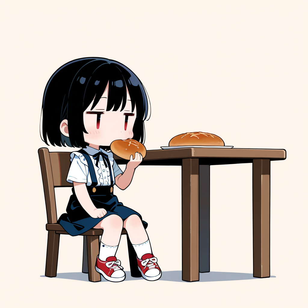 あんぱんを食べる