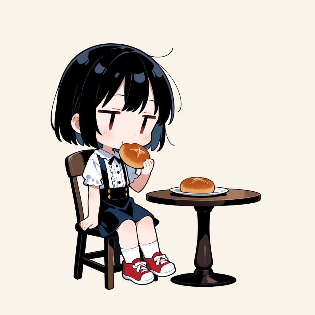 あんぱんを食べる