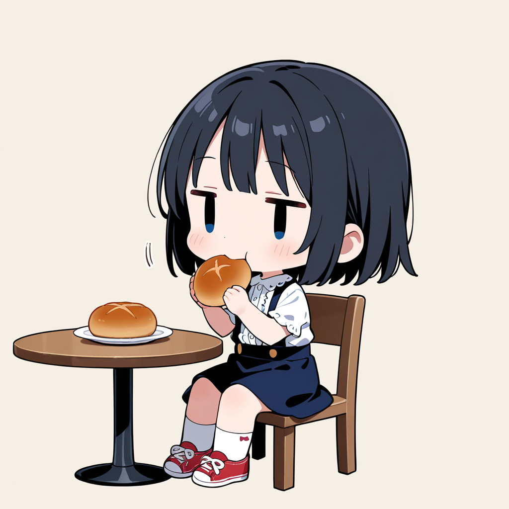 あんぱんを食べる