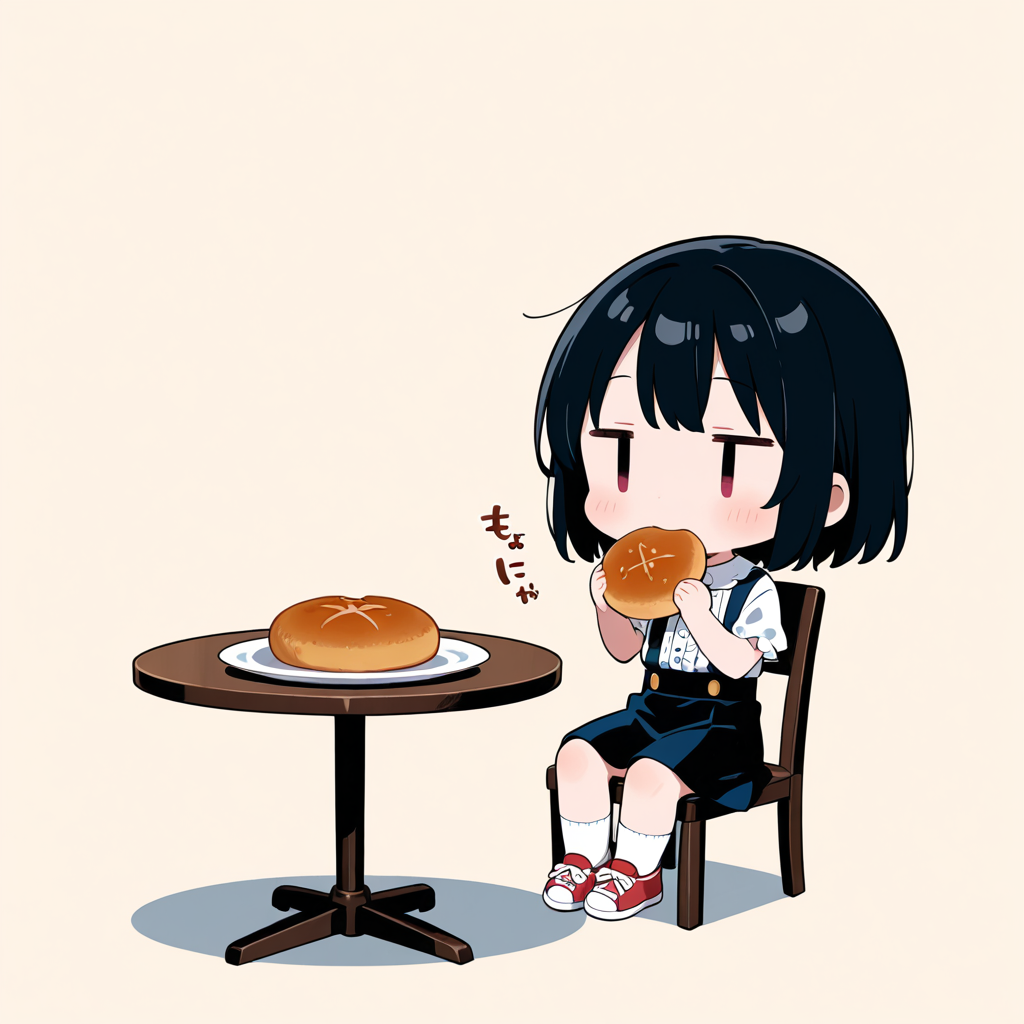 あんぱんを食べる