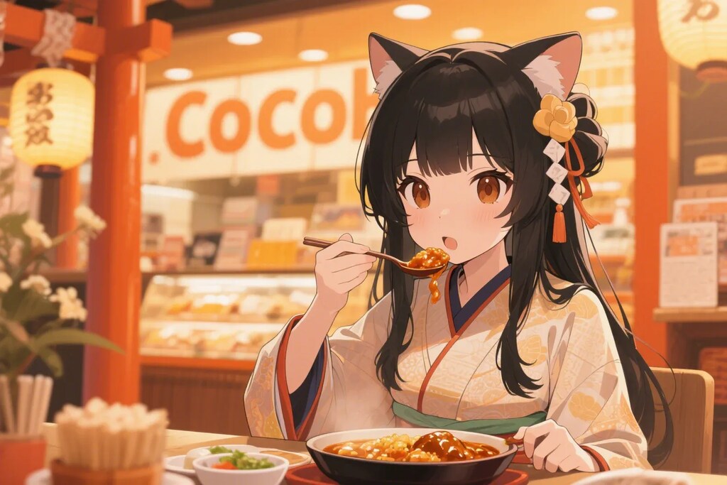 ココイチのカレーを食べるさくらちゃん