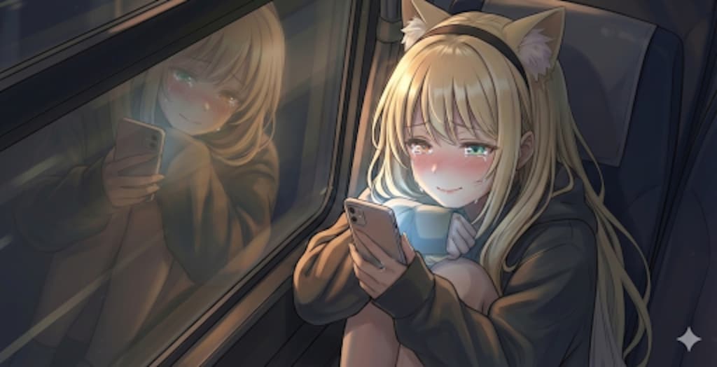 窓硝子　映る瞳も　夜の旅　頬を伝うは　暖かな色