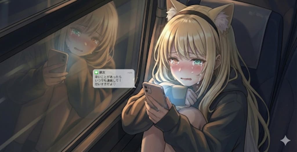 窓硝子　映る瞳も　夜の旅　頬を伝うは　暖かな色