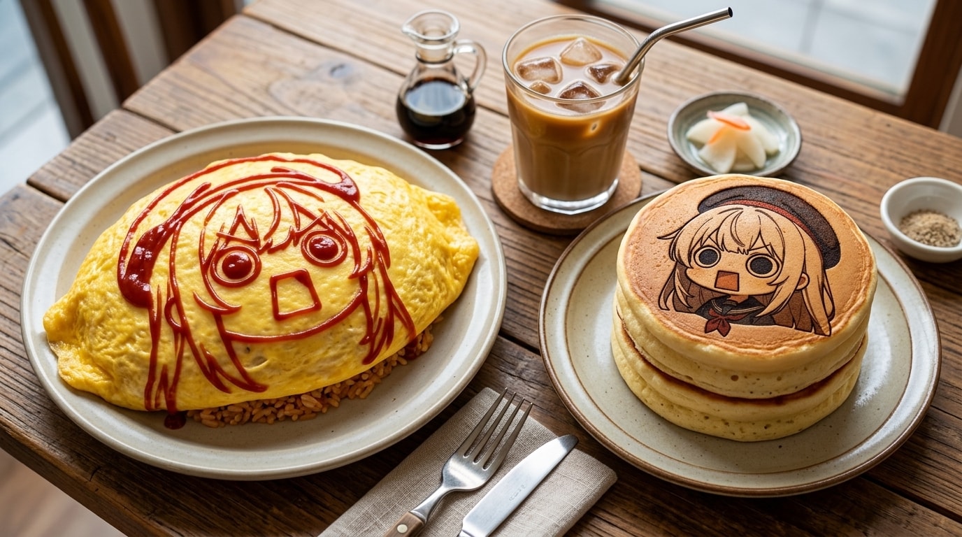 オムライスとホットケーキのえらいこっちゃセット | の人気AIイラスト・グラビア