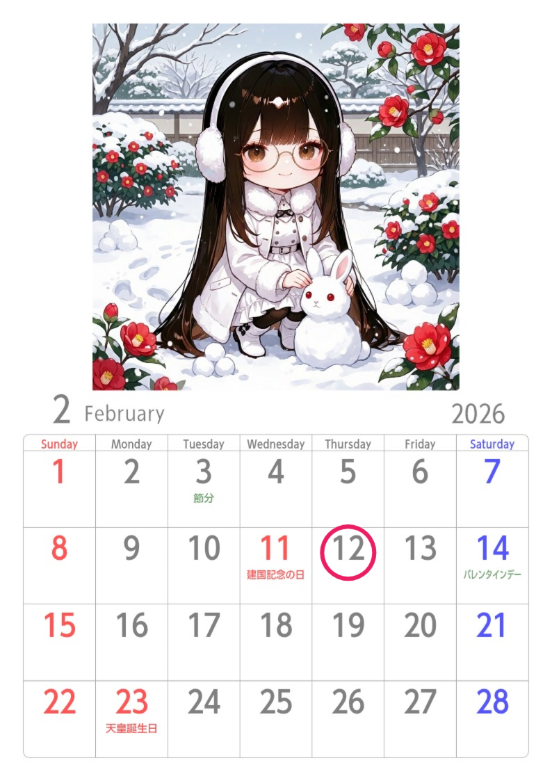 ウチの娘カレンダー２月
