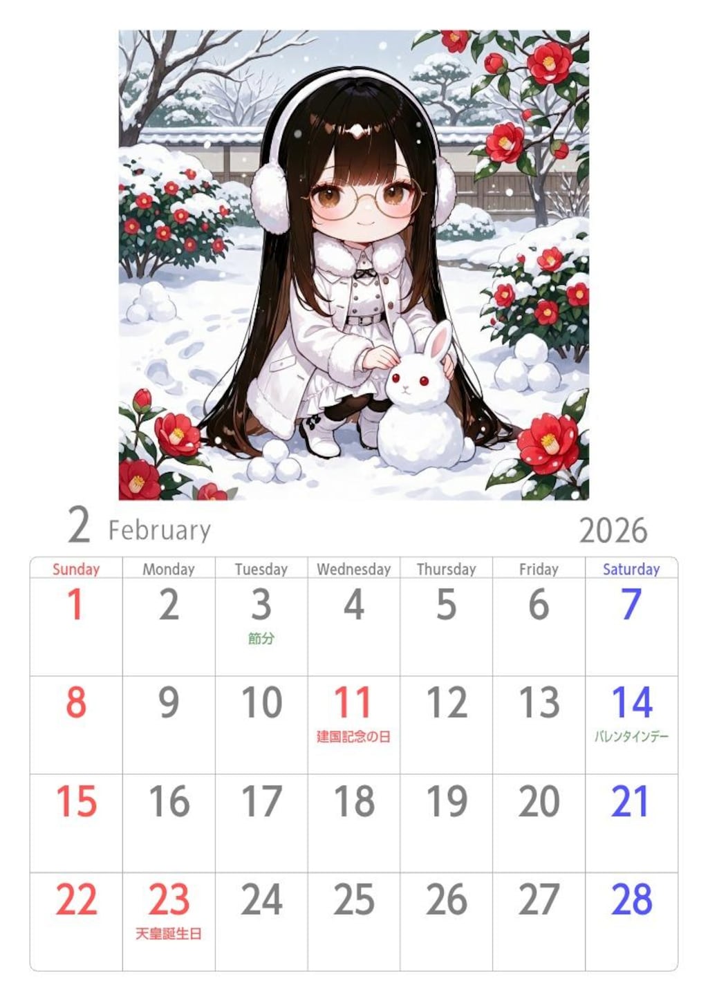 ウチの娘カレンダー２月