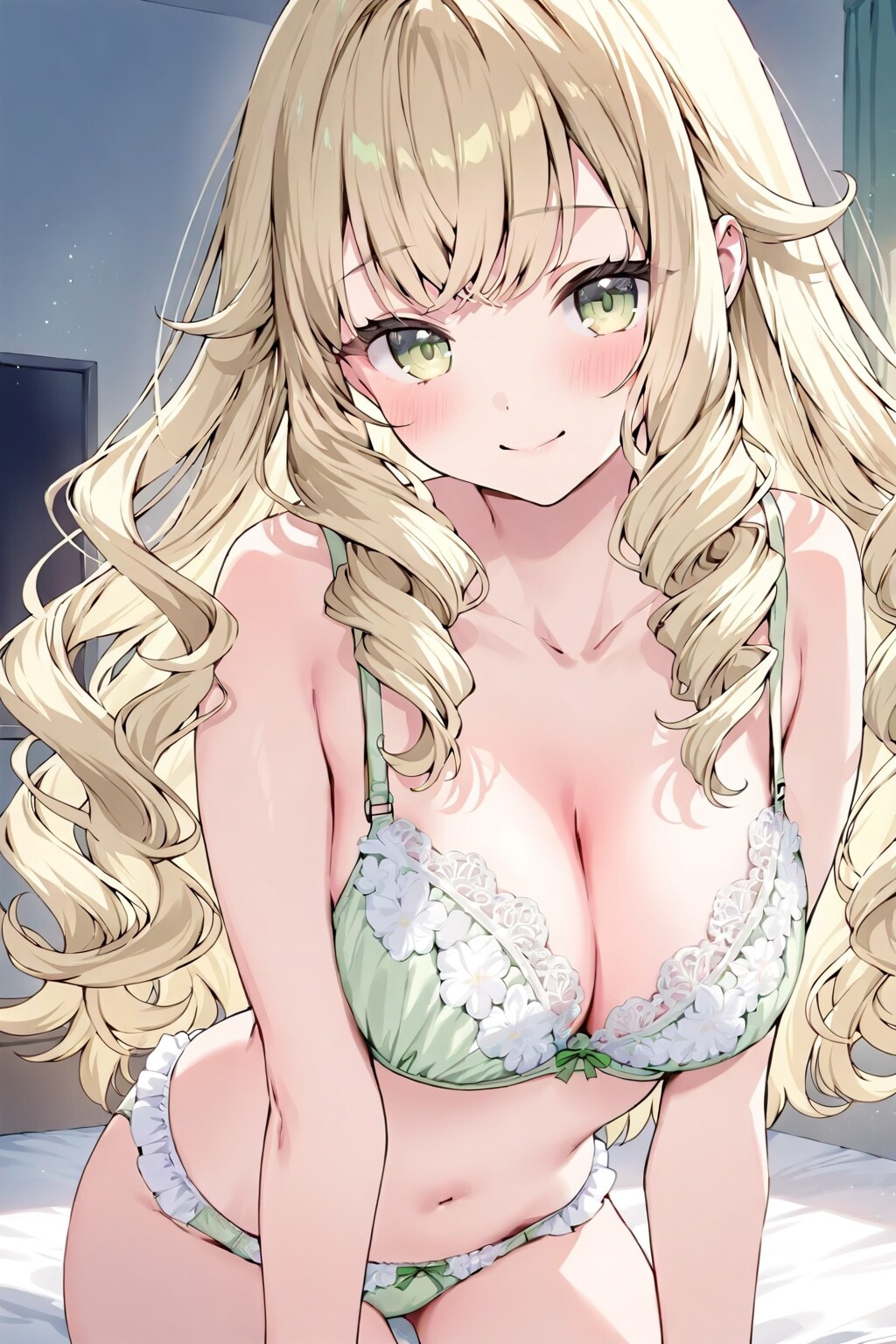 金髪少女の緑の下着