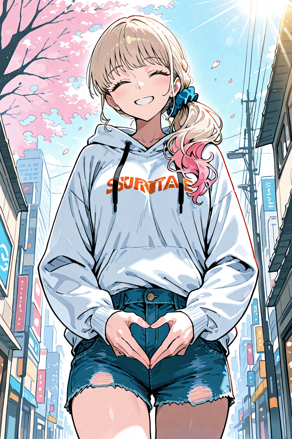 パーカー＋サイドテール