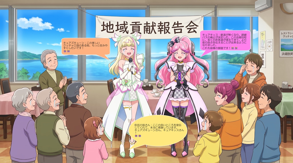 2人のプリキュア、浜頓別町で地域の人達に喜ばれる