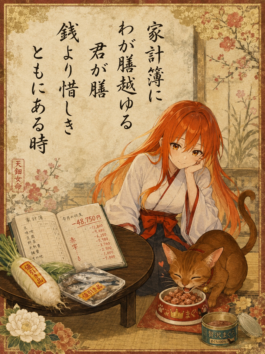 猫ちゃんと一緒　食費が逆転 | の人気AIイラスト・グラビア