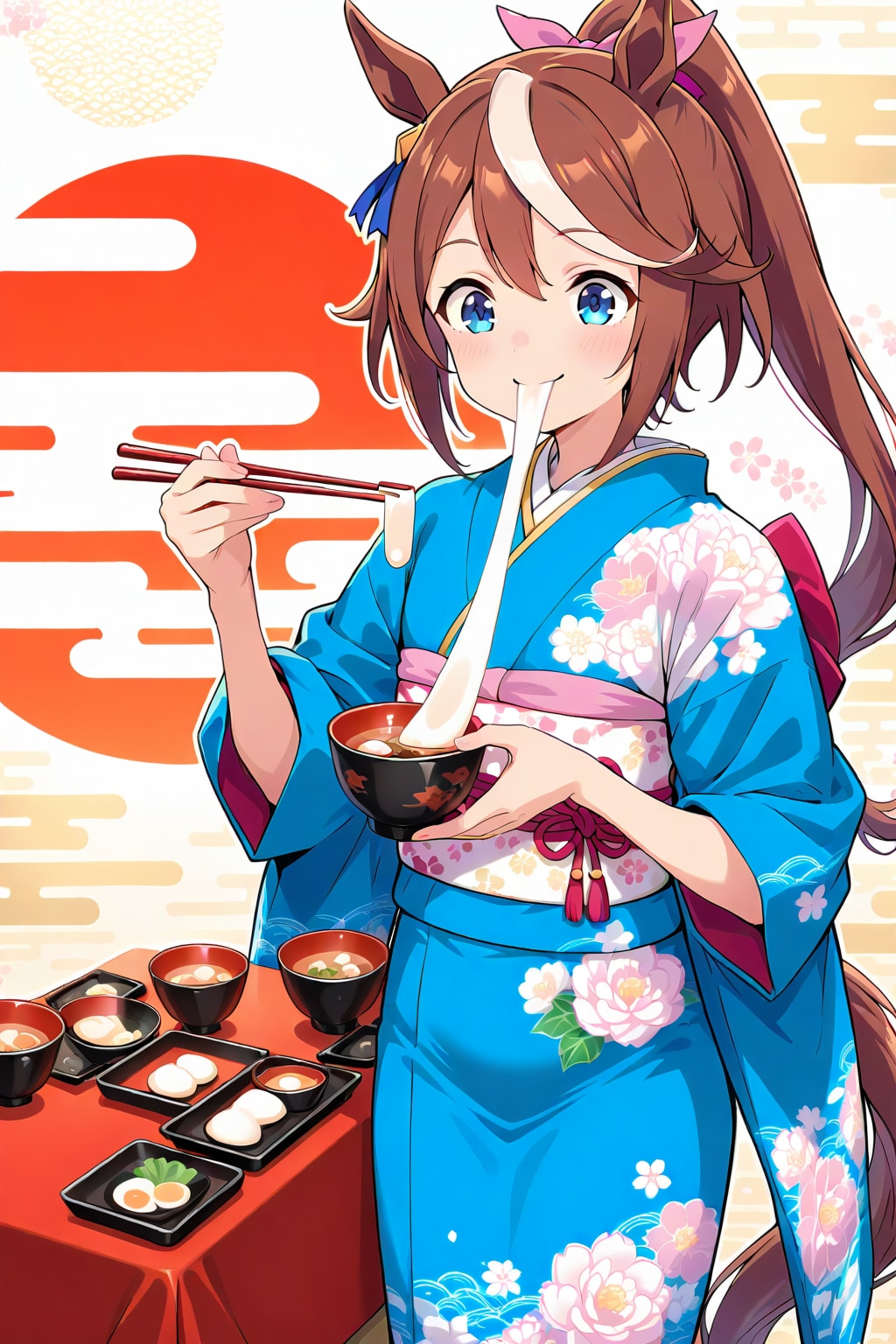 雑煮を食べるウマ娘1