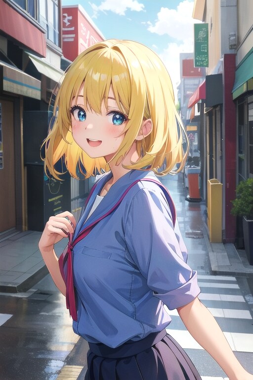 雨上がりの街中 | の人気AIイラスト・グラビア