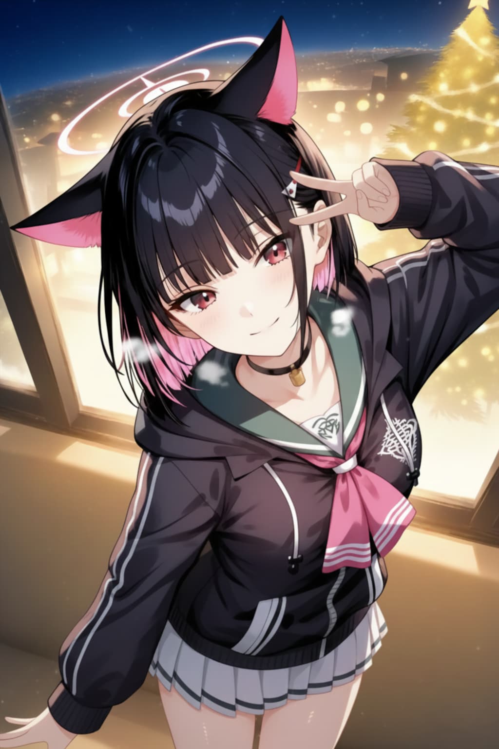 クリスマスツリーと美少女